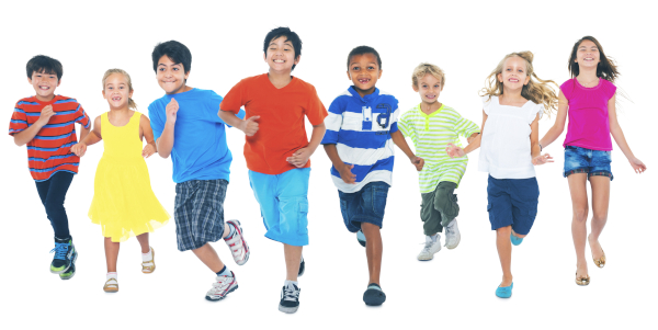 Smiling children running